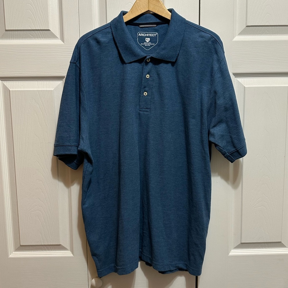 Men's Architect Collored 3 Button Polo, Blue, Size XL